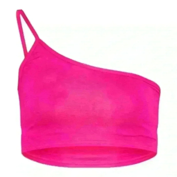 PrettyLittleThing Basic Hot Pink One Shoulder Strappy Crop Top - Picture 5 of 11